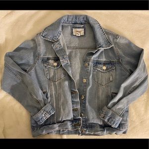 light wash distressed denim jacket